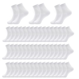 GENTLEAGU Viscose Bamboo Lightweight Sock Thin Crew Socks for Men Wholesale Bulk Solid Color Comfort Famliy Pack 48 Pairs (6-9, White)