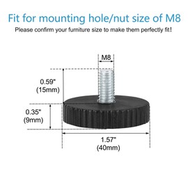 uxcell M8 x 15 x 40mm Leveling Feet Adjustable Leveler Floor Protector for House Furniture Chair Table Cabinet Leg 4 Pack