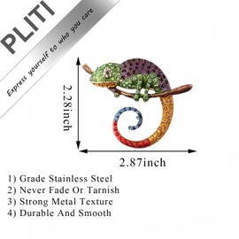 PLITI Chameleon Gifts Reptile Gifts Colorful Chameleon Brooch Pin For Reptile Lover (Colorful Chameleon pinCA)