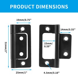 Biaungdo 6 Pcs Non-Mortise Door Hinges, 2 inch x 1 inch Bifold Butt Cabinet Hinges Vintage Furniture Hardware Antique Door Hinge with Screws for Door, Windows, Cabinet, Cupboard(Black)