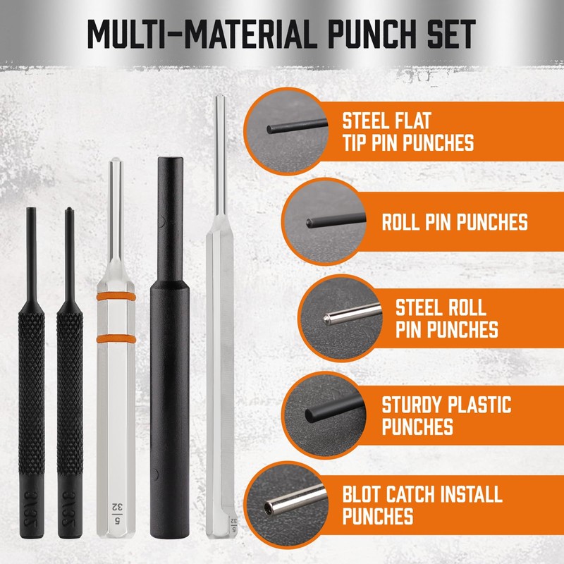 HORUSDY 23-Piece Punch Set Roll Pin Punch Set and Hammer