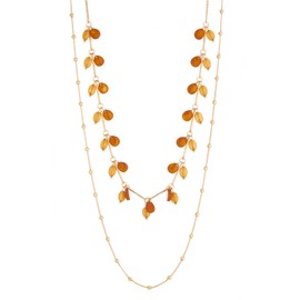 BULINLIN Long Gold Necklace Layered Long Statement Necklaces for Women Double Sweater Chain Mothers Day Gifts for Mum Gold Costume Jewellery(Brown)