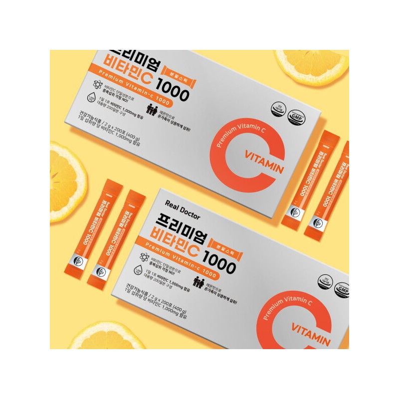 리얼닥터 프리미엄 비타민C 1000 (2g x 200포 x 2박스) Real