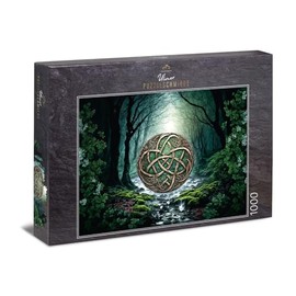 Ulmer Puzzleschmiede - 1000 Piece Puzzle Celtic Forest - Celtic Symbol in Enchanted Forest - Mystical Knot Between Light and Shadow of the Forest - Fantasy Puzzle with Quality Made in Germany