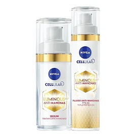 NIVEA Rutina Anti-manchas Rutina Facial Completa Luminous 630 (2 piezas), Enriquecida con Ácido Hialurónico Serum facial 30 ml + Fluido facial FPS50 con Vitamina E 40ml