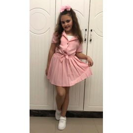 HIHA 7T Girls 3 Piece Skirt Outfit 7/8 Years Little Girls Short Sleeve Shirts Cami Crop Tops Skirt Set Size 7-8 Pink