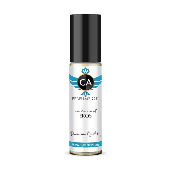 CA Perfume Impression of Eros For Men Replica Fragrance Body Oil Dupes Alcohol-Free Essential Aromatherapy Sample Travel Size Concentrated Long Lasting Attar Roll-On 0.3 Fl Oz/10ml