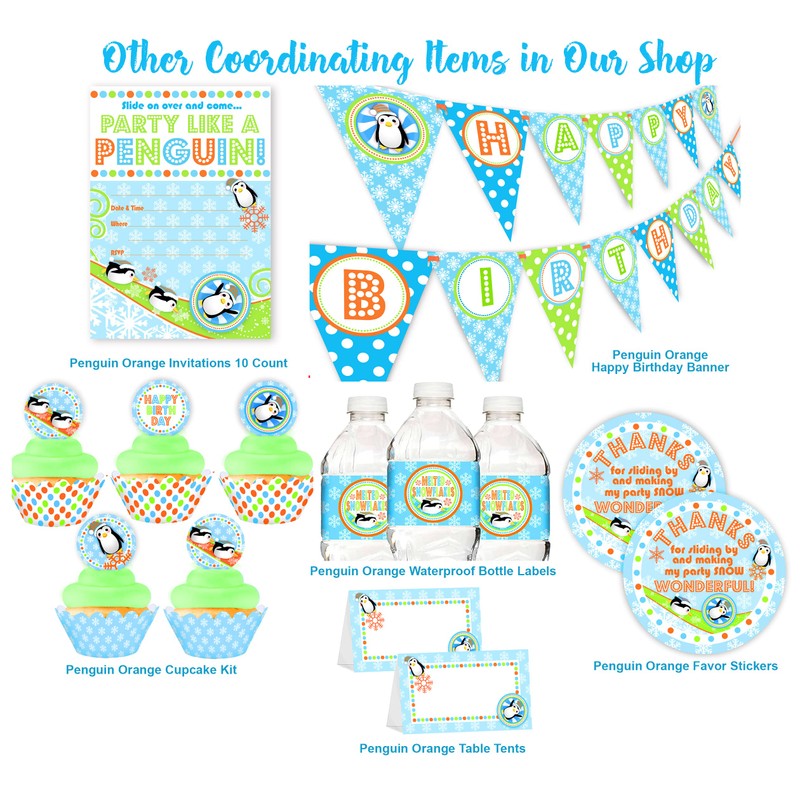 Penguin Party Invitations - 10 Invitations 10 Envelopes - Pink