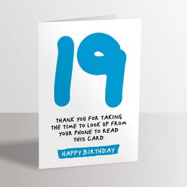 19th Birthday Card - Funny Joke for 19 Year Old - Blue