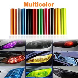 1 Pcs Car HeadLight Tint Film 12 X 48inch,Cuttable&Stretchability Car Headlight Taillight Fog Light Vinyl Wrap Protector,Non-Marking Self-Adhesive Decals Car Decor mit squeegee,Amber,Orange