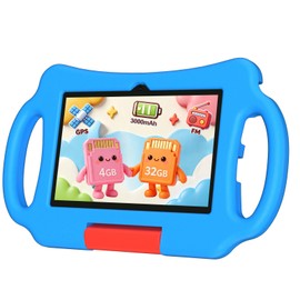 Nyxolaria Kids Tablet 7 inch Android 12.0 for Toddler, 4GB RAM 32GB ROM Bluetooth IPS Screen Parental Control Dual Camera Shockproof Case for Educational Games (Blue)