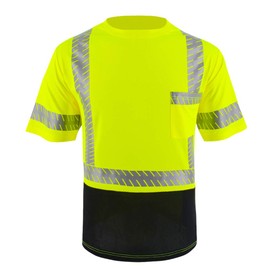 LOVPOSNTY Safety Shirts ANSI Class 2 Hi Vis Shirts with Reflective Strips, Black Bottom Construction Shirts for Men(Yellow,XL)