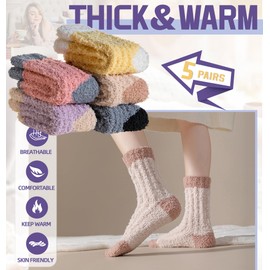 DoSmart Fuzzy Socks For Women Slipper Warm Fluffy Soft Winter Cozy Plush Sleep Cabin Christmas Home Socks(Multicolor)