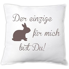 4you Design Cushion Der einzige Hare für Mich bist DU!, Decorative Cushion, Gift for Valentine's Day, Easter, Easter Gift, Gift Idea, Valentine's Day Gift (Grey)