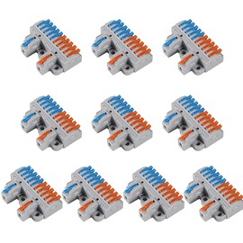 10PCS Lever Wire Connectors, 2 in 10 Out Quick Wire Connectors, Electrical Lever Nuts Wire Connectors Push-in Conductor Terminal Block AWG 28-12