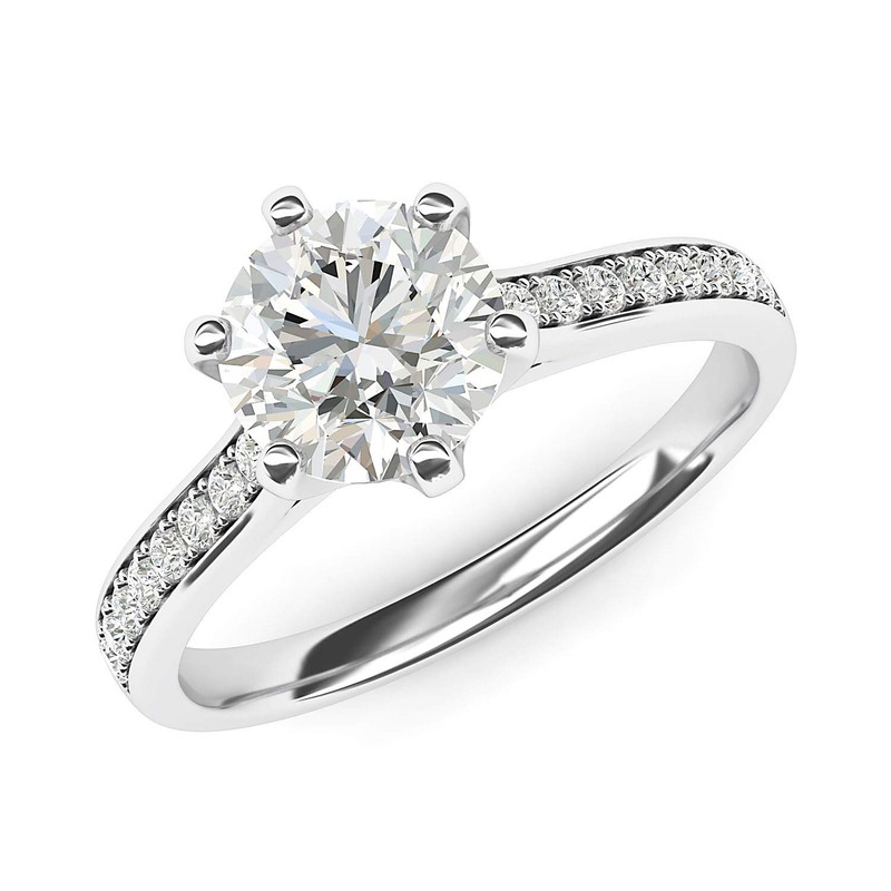 Sterling Silver 2 Carats Classic 6-Prong Simulated Diamond Engagement Ring