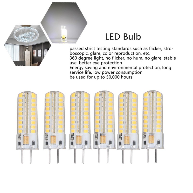 6Pcs GY6.35 LED Bulb 7W AC DC12V 700lm 72 LEDs