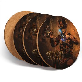 4 Set - Steampunk Magician Magic - Coasters Kitchen Drinks Coaster #14534