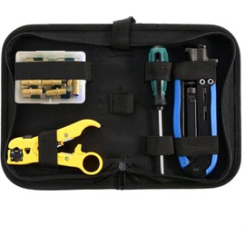 Gaobige Coax Cable Crimper Tool Kit, Coaxial Compression Tool for rg6 rg59 rg11, Wire Stripper, 10pcs RG6 F Male and Female Connectors, Screwdriver