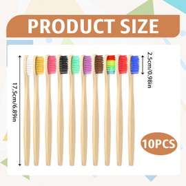 Pack of 10 Bamboo Toothbrushes, Soft, Natural Wooden Toothbrushes, Bamboo Carbon Fibre Bristles, Wooden Toothbrushes, Family Set for Best Cleanliness