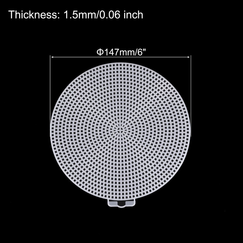 MECCANIXITY 5pcs 6" Plastic Mesh Canvas Sheet 13 Count Round