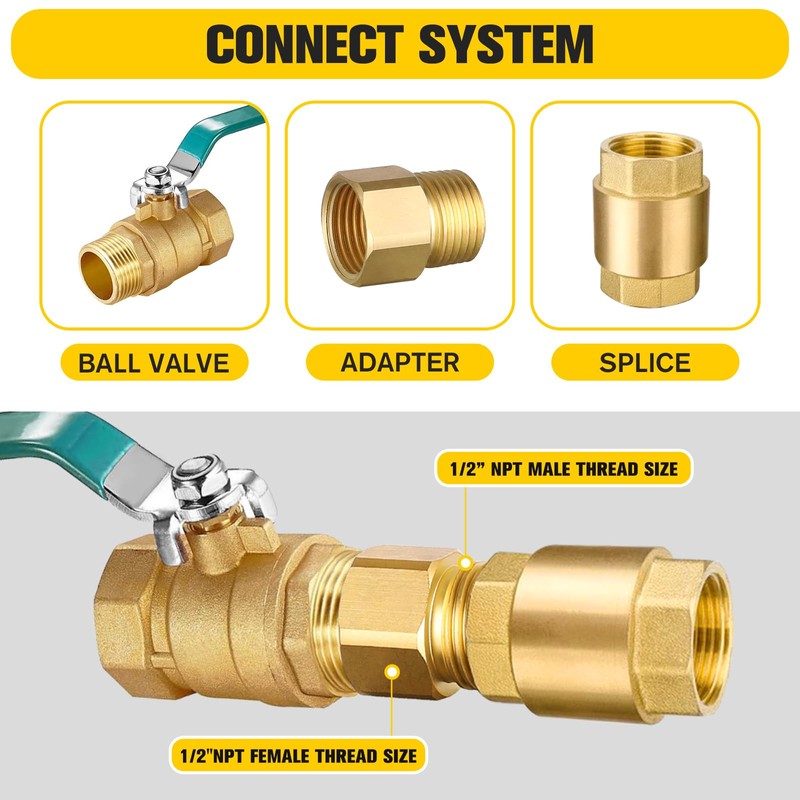 [2-Pack] APLWY 1/2" Female NPT x 1/2" Male NPT Brass
