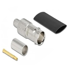 Delock BNC Buchse zum Crimpen RG59 mit passendem Schrumpfschlauch