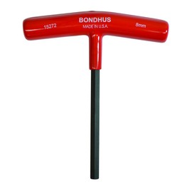 BONDHUS Total Length: 6 inches (152 mm), Hex T-Handle, 0.3 inches (8 mm), Total Length: 6.0 inches (152 mm), Shaft Length: 5.3 inches (135 mm), Handle Length: 5.0 inches (129 mm), Black Dyed 6HT8MM No. 15272