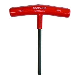 BONDHUS Total Length: 6 inches (152 mm), Hex T-Handle, 0.3 inches (8 mm), Total Length: 6.0 inches (152 mm), Shaft Length: 5.3 inches (135 mm), Handle Length: 5.0 inches (129 mm), Black Dyed 6HT8MM No. 15272