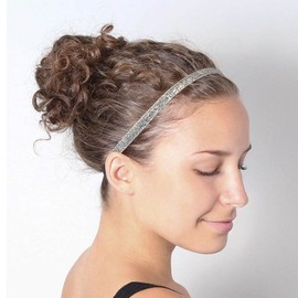 Adjustable Elastic Onion Velvet Bright Sports Headband for Women Free Size/Silver 15ea