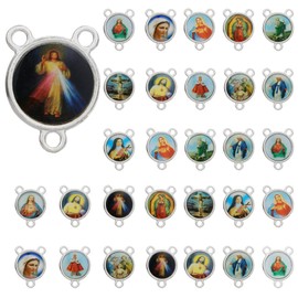 COTTVOTT St Benedict,Our Lady of Guadalupe Miraculous Medal for DIY Jewelry Making,Virgin Mary Christ Jesus Rosary Center Connection Part