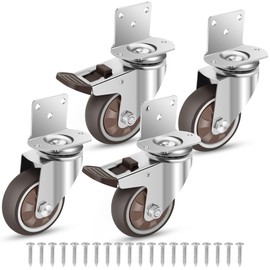 Nefish 3 Inch Side Mount Casters Wheels, L-Shaped Rubber Caster Set of 4, Ball Bearing 360 Degree Plate Swivel Castors Wheel 1000 LBS, Casters Wheels for Furniture, Baby Bed, Kitchen, Cabinet, Table