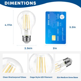 Talltreepho A19 LED Edison Bulbs 60W Equivalent, Energy Saving 800 Lumen E26 8W Non-Dimmable Clear 3000K Natural Warm LED Light Bulbs, Antique House Lights, 6Pack