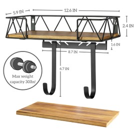 PERFNIQUE Ironing Board Holder, Iron Board Wall Mount, Ironing Board Hanger, Laundry Room Organization with Removable Hooks(T&V Shaped), Wooden Base Basket, Laundry Room Decor(Laundry, White)
