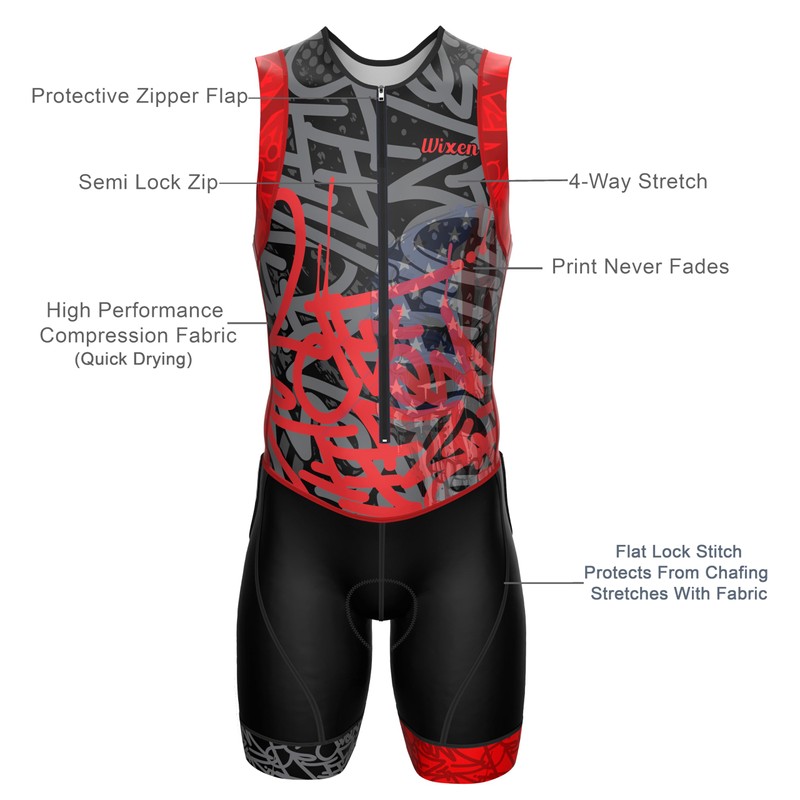 Wixen Men’s Triathlon Suit –Breathable & Padded Tri Suit for