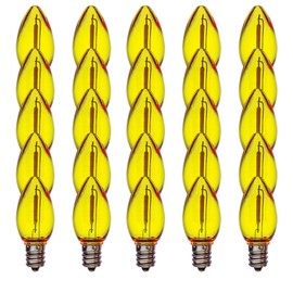 C7 Yellow Colored LED Filament Plastic Bulbs Pack of 25