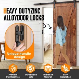 90/180 Degree Barn Door Locks and Latches, Flip Sliding Barn Door Latch with Handle, 90 Degree Lock for Bathroom, Bedroom, Cabinet, Garden, Garage, Outdoor (90 Degree Black-1pcs)