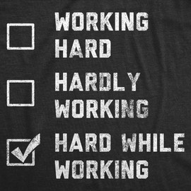 Mens Funny T Shirts Hard While Working Checklist Sarcastic Adult Joke Graphic Novelty Tee for Men Funny T Shirts Sarcastic Apparel for Men Cool Office Black - L