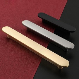 Guolich 2 Pcs Hole Centers 5.03 Inch(128mm) Kitchen Drawer Handle Door Cabinet Pulls Zinc Alloy Handle Modern Gold Brushed Brass Hardware for Wardrobe Bathroom Dresser