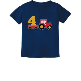 4th Birthday Gift Construction Party 4 Year Old Boy Toddler/Infant Kids T-Shirt 5T Navy