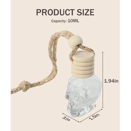 bylikeho 7PCS Car Diffuser Bottle,Automotive Use Car Diffuser Car Hanging Glass Bottle,Car Accessories Car Decor Car Hanging Diffuser,Skull Glass Bottle Hanging Diffuser Bottle for Cars