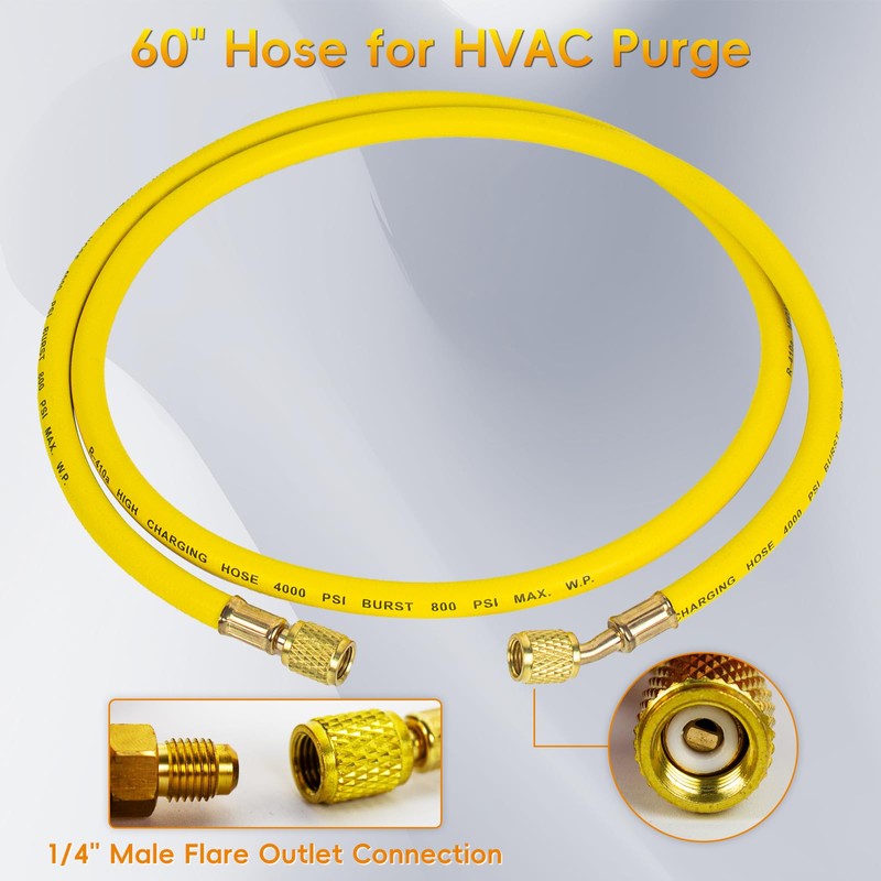 JZWELD Nitrogen Regulator, Nitrogen Gauge HVAC with 60" Hose, 0-800