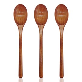Long Handle Wooden Spoons, 9.25'' Wooden Mixing Spoons Soup Spoon Wood Table Spoons Small Wooden Cooking Spoons for Baking, Stirring (3pcs)