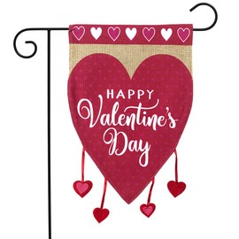 Briarwood Lane Happy Valentine's Hearts Burlap Garden Flag Holiday Love 12.5" x 18"