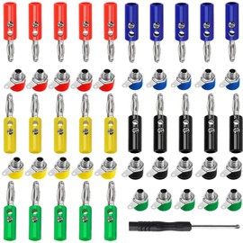 MejaRizon Banana Plug Socket Plug, 4 mm Binding Terminal Jack and Speaker Banana Plug, with Screwdriver (Red, Yellow, Blue, Green, Black)