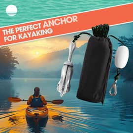 RAD Sportz Kayak Anchor - 3.5 Pound Folding Anchor for Paddle Board, SUP, Canoe, PWC, or Fishing - Jet Ski Anchor Kit with 40 ft Marine Grade Rope - Jetski and Kayak Accessories (Silver)