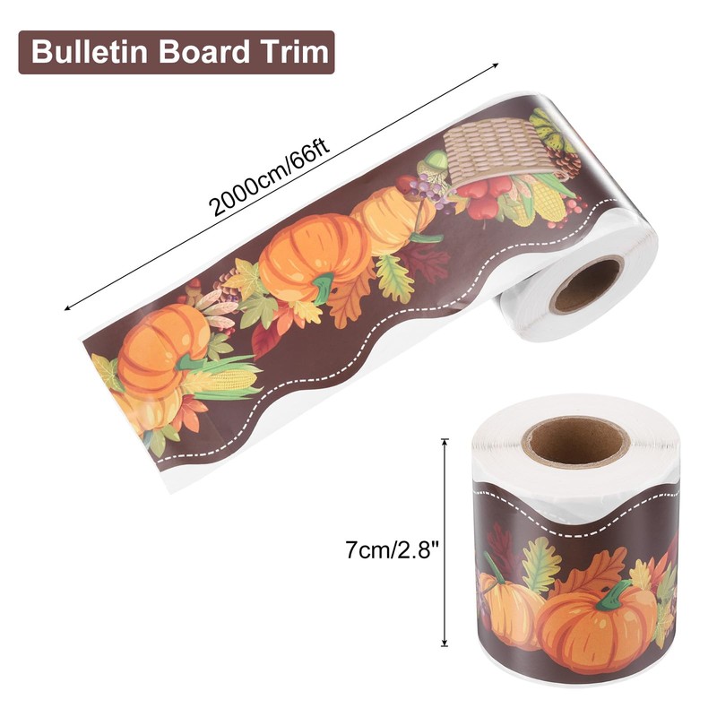 QUARKZMAN 66ft Fall Bulletin Board Borders, Maple Leaves Wavy Roll