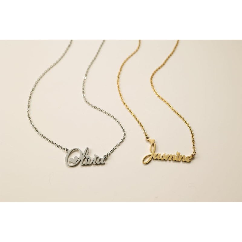 GR35Z9 Maria Name Necklace Love Heart Pendant Necklace Dainty Stainless