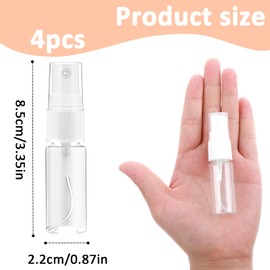JJUNW 4 Pack Spray Bottle, Small Plastic Fine Mist Spray Bottles Mini Empty Travel Bottles Small Refillable Liquid Containers for Perfume, Care Liquid, Cosmetics, Alcohol(15ml)