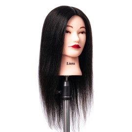 Lihead 16 Inch Mannequin Head, 100% Human Hair Mannequin Head, Doll Head For Hair Styling, Hair Mannequin Head Practice Kit, Wig Head, Gifts For Hairdressers Female, Cosmetology Mannequin Head